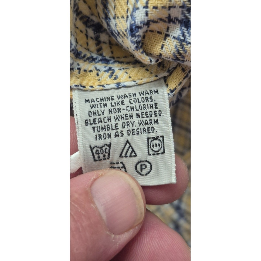 VTG Eddie Bauer AKA men's yellow plaid long sleever button up shirt XLT‎ Cotton - Picture 5 of 13